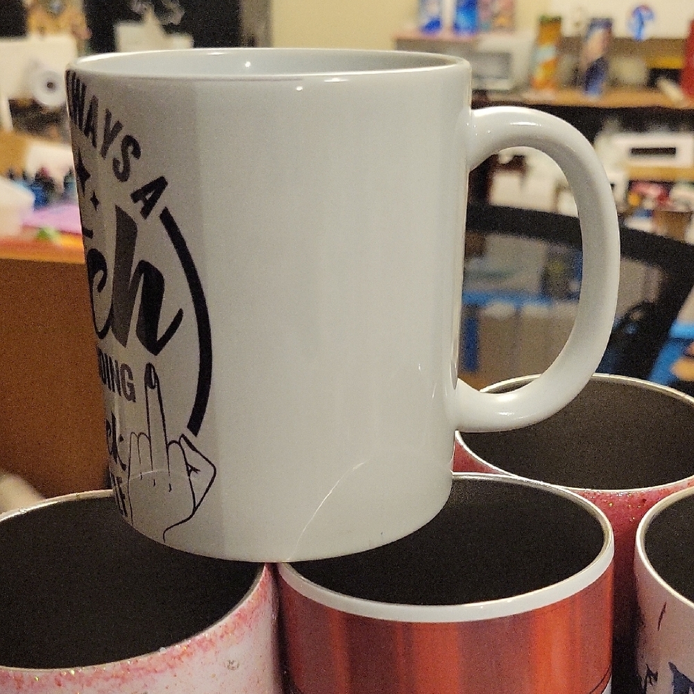 Gray Ceramic Mug with Bold Text - Picture 2 of 2